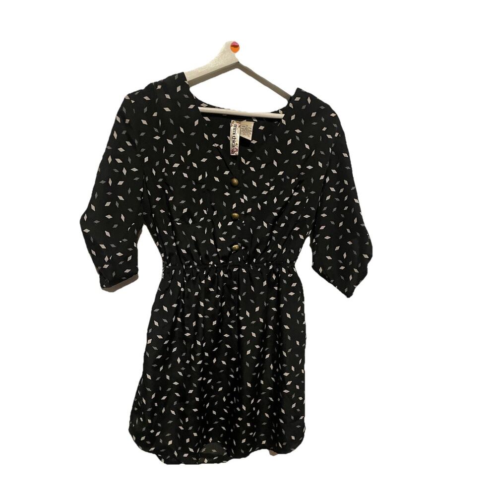 Mimi Chica Dress Juniors Small Black Capped‎ Sleeve A Line Elastic Waist